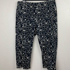 Lauren Ralph Lauren Black and White Botanical Print Cropped Pants Size M EUC